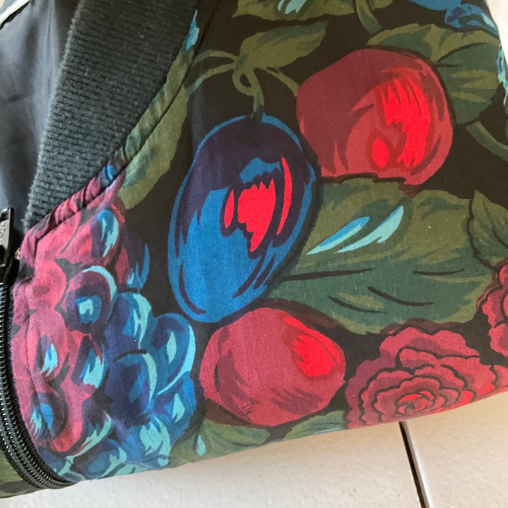 Vintage Silk Bomber Jacket‎ Womens OSFM Green Floral Rose Cherry Fruit Print - Picture 10 of 11
